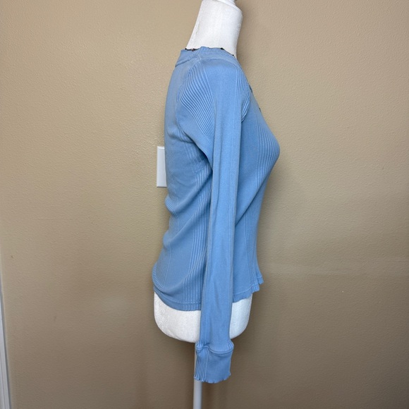 Aerie Sky Blue Ribbed Long Sleeve Tee Size Medium - Picture 5 of 7